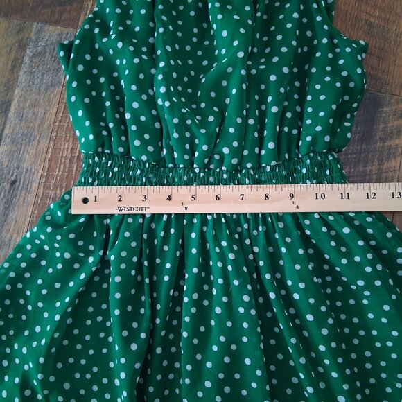 Kate And Lily Green and White Polka Dot Sleeveless Dress Size 10 - Picture 4 of 8